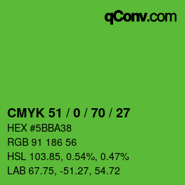 Color code: CMYK 51 / 0 / 70 / 27 | qconv.com