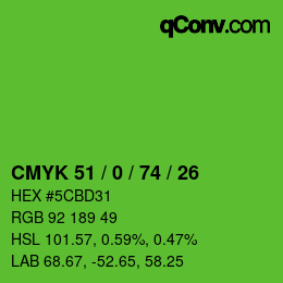Color code: CMYK 51 / 0 / 74 / 26 | qconv.com