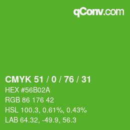 Farbcode: CMYK 51 / 0 / 76 / 31 | qconv.com