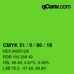 Color code: CMYK 51 / 0 / 80 / 18 | qconv.com