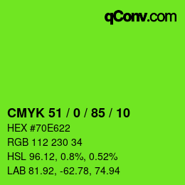 Color code: CMYK 51 / 0 / 85 / 10 | qconv.com