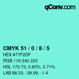 Color code: CMYK 51 / 0 / 8 / 5 | qconv.com