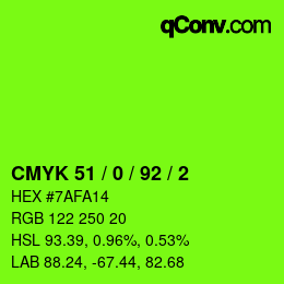 颜色代码: CMYK 51 / 0 / 92 / 2 | qconv.com