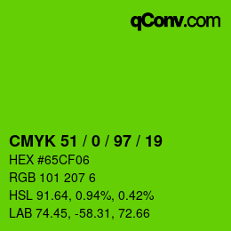 Color code: CMYK 51 / 0 / 97 / 19 | qconv.com