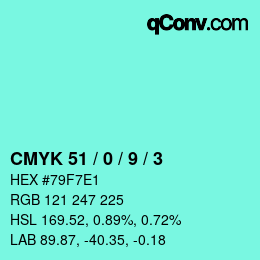 Color code: CMYK 51 / 0 / 9 / 3 | qconv.com