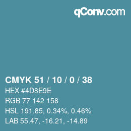 カラーコード: CMYK 51 / 10 / 0 / 38 | qconv.com