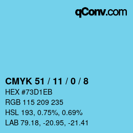 Código de color: CMYK 51 / 11 / 0 / 8 | qconv.com