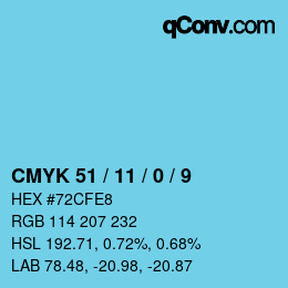 Color code: CMYK 51 / 11 / 0 / 9 | qconv.com