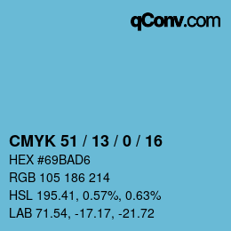 颜色代码: CMYK 51 / 13 / 0 / 16 | qconv.com
