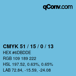 カラーコード: CMYK 51 / 15 / 0 / 13 | qconv.com