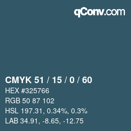 Color code: CMYK 51 / 15 / 0 / 60 | qconv.com