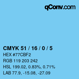 Farbcode: CMYK 51 / 16 / 0 / 5 | qconv.com