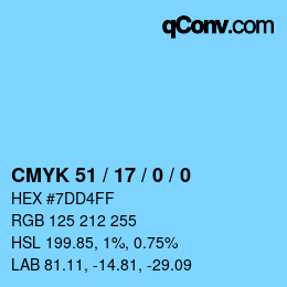 カラーコード: CMYK 51 / 17 / 0 / 0 | qconv.com
