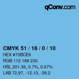 Color code: CMYK 51 / 18 / 0 / 10 | qconv.com
