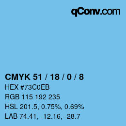 カラーコード: CMYK 51 / 18 / 0 / 8 | qconv.com