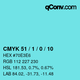 カラーコード: CMYK 51 / 1 / 0 / 10 | qconv.com