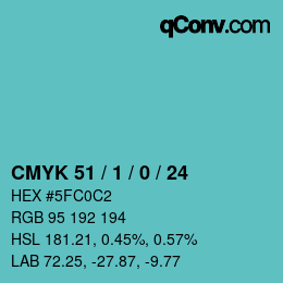 Color code: CMYK 51 / 1 / 0 / 24 | qconv.com