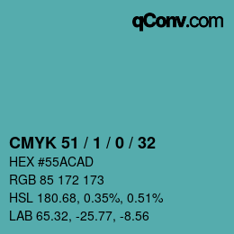 Color code: CMYK 51 / 1 / 0 / 32 | qconv.com