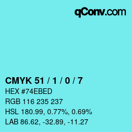 Color code: CMYK 51 / 1 / 0 / 7 | qconv.com