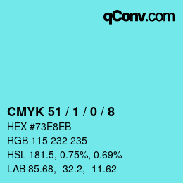 Color code: CMYK 51 / 1 / 0 / 8 | qconv.com