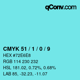 Color code: CMYK 51 / 1 / 0 / 9 | qconv.com