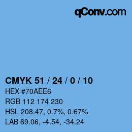 Color code: CMYK 51 / 24 / 0 / 10 | qconv.com