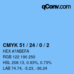 Color code: CMYK 51 / 24 / 0 / 2 | qconv.com