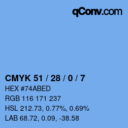 Color code: CMYK 51 / 28 / 0 / 7 | qconv.com