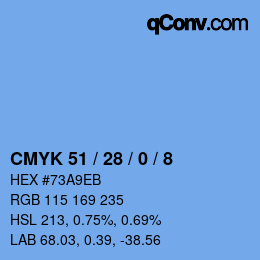 Color code: CMYK 51 / 28 / 0 / 8 | qconv.com