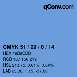 カラーコード: CMYK 51 / 29 / 0 / 14 | qconv.com