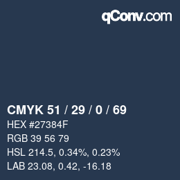 Color code: CMYK 51 / 29 / 0 / 69 | qconv.com