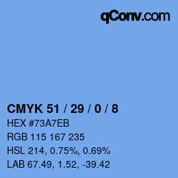 Color code: CMYK 51 / 29 / 0 / 8 | qconv.com