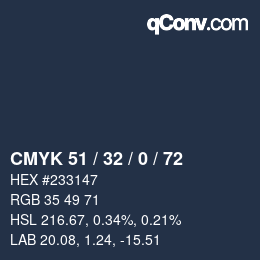 颜色代码: CMYK 51 / 32 / 0 / 72 | qconv.com