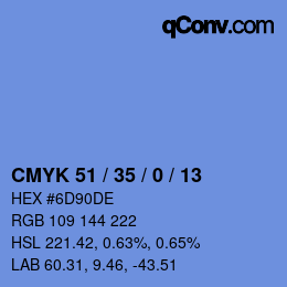 Color code: CMYK 51 / 35 / 0 / 13 | qconv.com