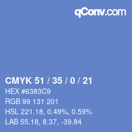 Color code: CMYK 51 / 35 / 0 / 21 | qconv.com