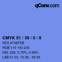 Color code: CMYK 51 / 39 / 0 / 8 | qconv.com