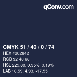 Color code: CMYK 51 / 40 / 0 / 74 | qconv.com