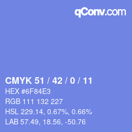 Color code: CMYK 51 / 42 / 0 / 11 | qconv.com