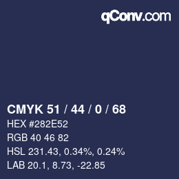 カラーコード: CMYK 51 / 44 / 0 / 68 | qconv.com