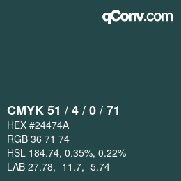 Código de color: CMYK 51 / 4 / 0 / 71 | qconv.com
