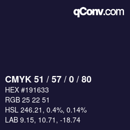 颜色代码: CMYK 51 / 57 / 0 / 80 | qconv.com