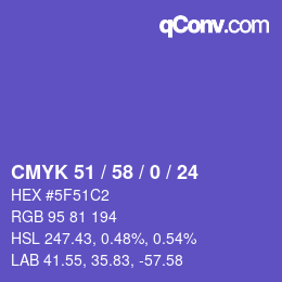 颜色代码: CMYK 51 / 58 / 0 / 24 | qconv.com