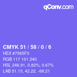 Color code: CMYK 51 / 58 / 0 / 6 | qconv.com