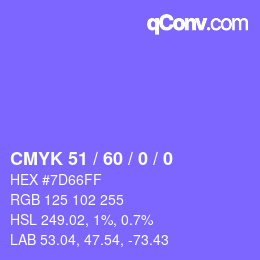 Color code: CMYK 51 / 60 / 0 / 0 | qconv.com