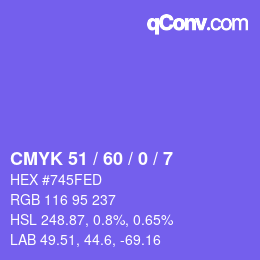 Color code: CMYK 51 / 60 / 0 / 7 | qconv.com