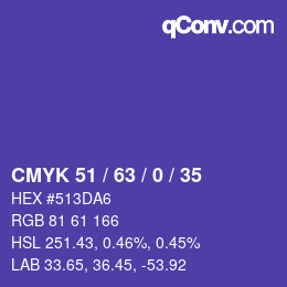 Color code: CMYK 51 / 63 / 0 / 35 | qconv.com