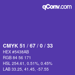 Farbcode: CMYK 51 / 67 / 0 / 33 | qconv.com