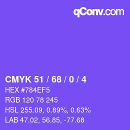 カラーコード: CMYK 51 / 68 / 0 / 4 | qconv.com