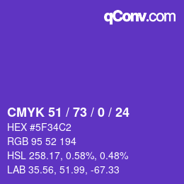 Color code: CMYK 51 / 73 / 0 / 24 | qconv.com