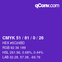 颜色代码: CMYK 51 / 81 / 0 / 26 | qconv.com